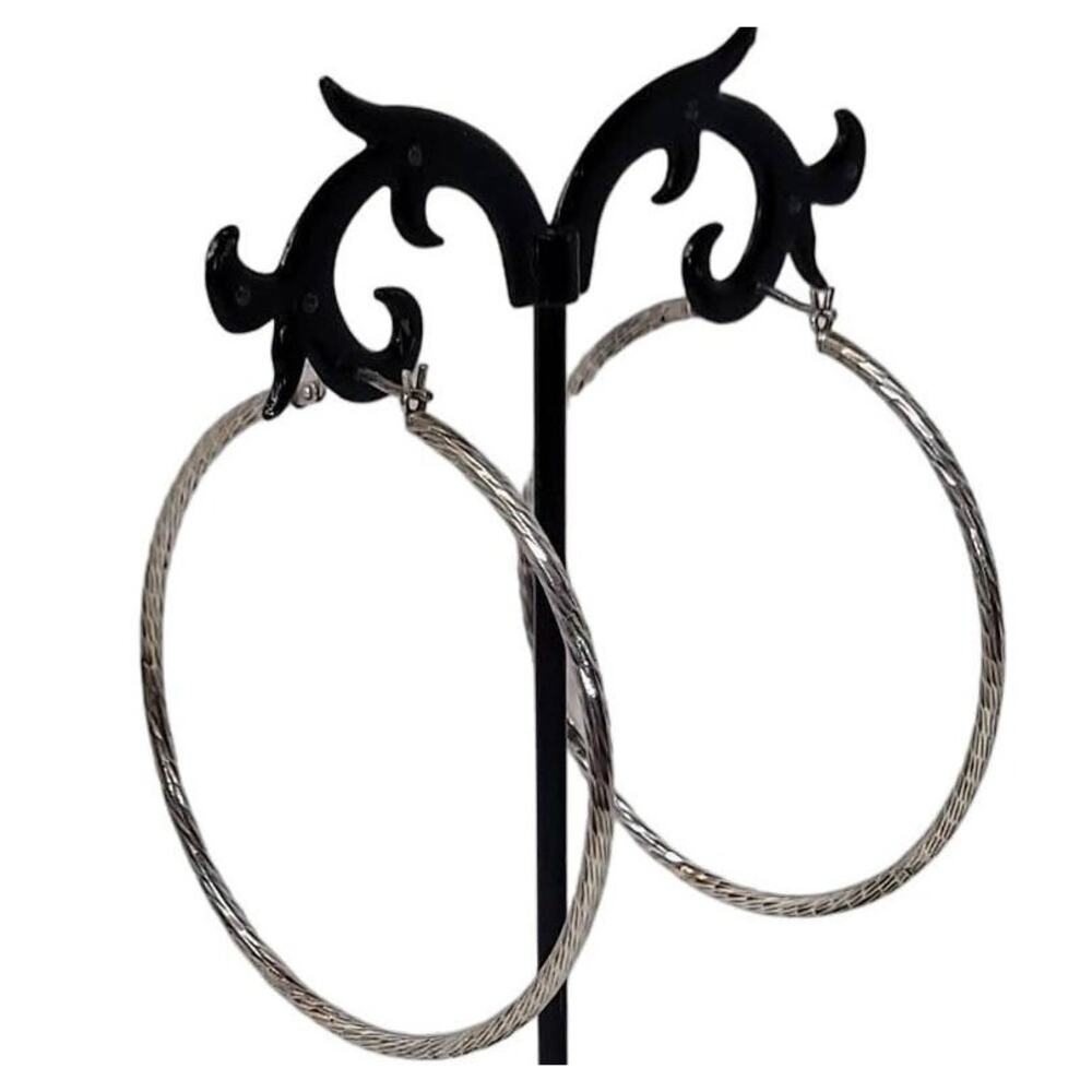 925 Silver Twist Hoops Marked 925 SA